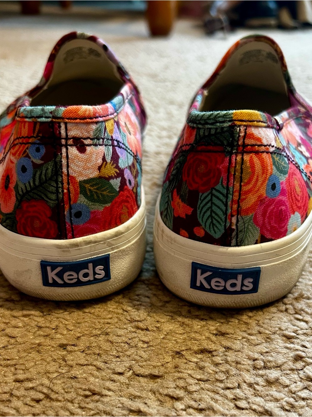 Keds Floral Slip-On Sneakers in Burgundy Multicolor - Picture 2 of 8